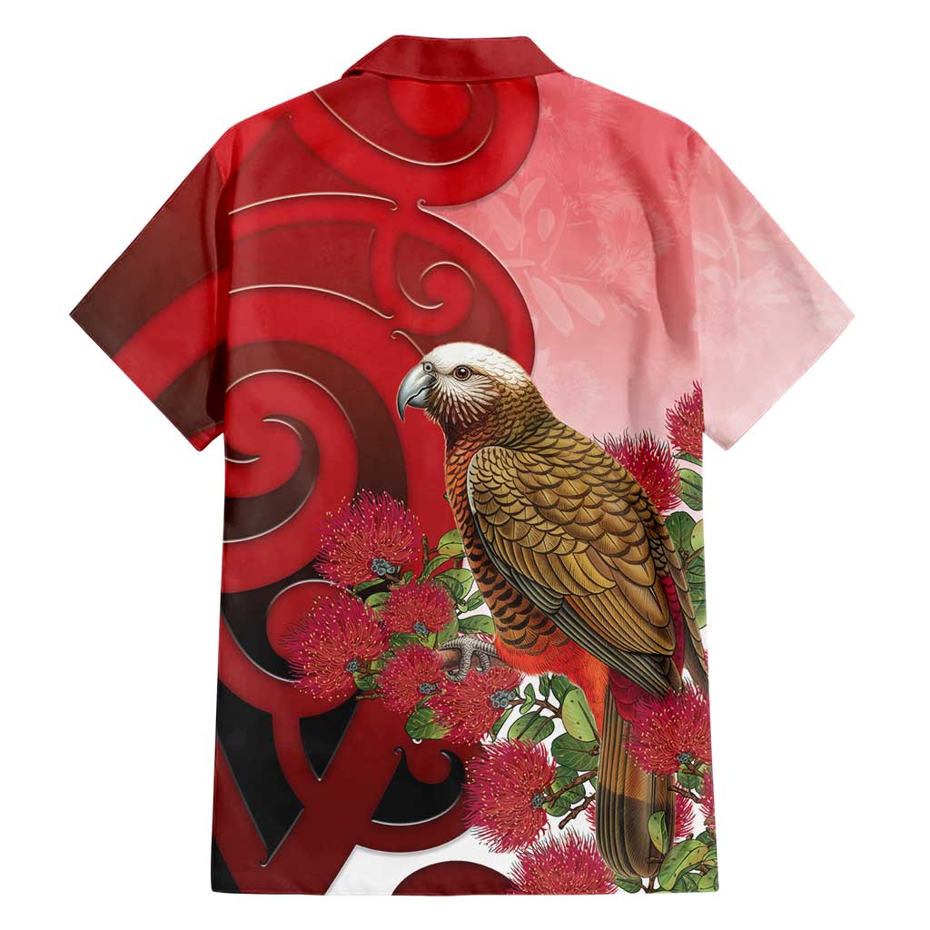 New Zealand Parrot Kaka Family Matching Summer Maxi Dress and Hawaiian Shirt Maori Koru With Pohutukawa Flowers LT05 - Polynesian Pride