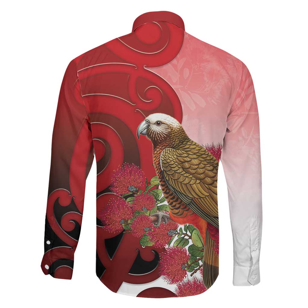 New Zealand Parrot Kaka Family Matching Summer Maxi Dress and Hawaiian Shirt Maori Koru With Pohutukawa Flowers LT05 - Polynesian Pride