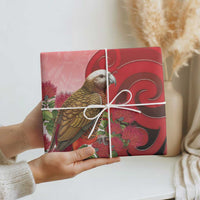 New Zealand Parrot Kaka Wrapping Paper Maori Koru With Pohutukawa Flowers