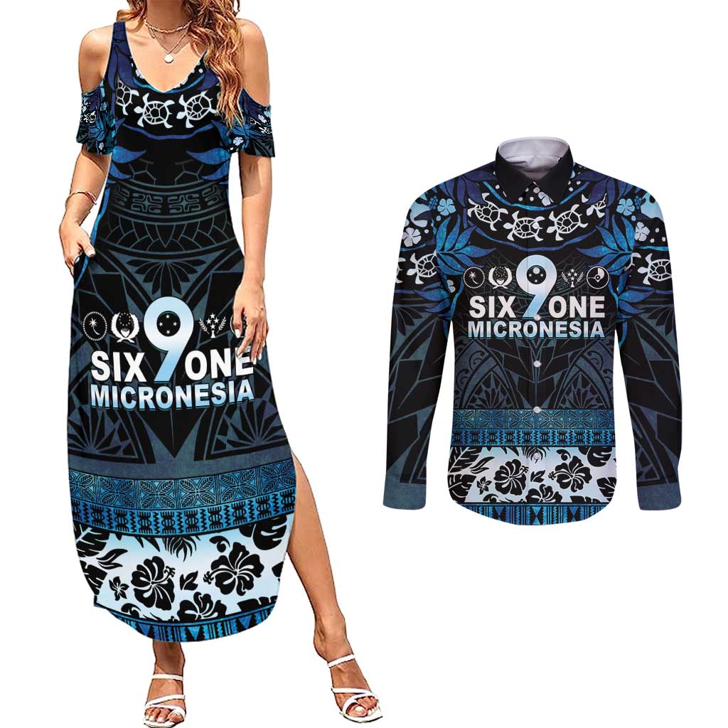 Micronesia FSM 691 Couples Matching Summer Maxi Dress and Long Sleeve Button Shirt Respect Culture