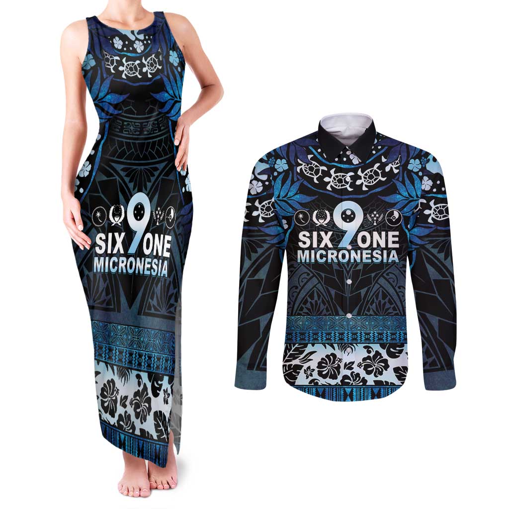 Micronesia FSM 691 Couples Matching Tank Maxi Dress and Long Sleeve Button Shirt Respect Culture