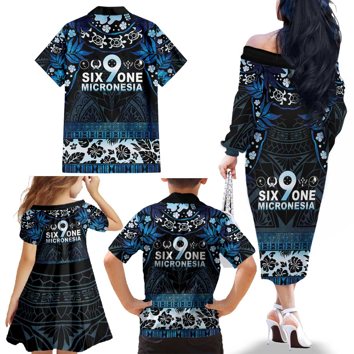 Micronesia FSM 691 Family Matching Off The Shoulder Long Sleeve Dress and Hawaiian Shirt Respect Culture LT05 - Polynesian Pride