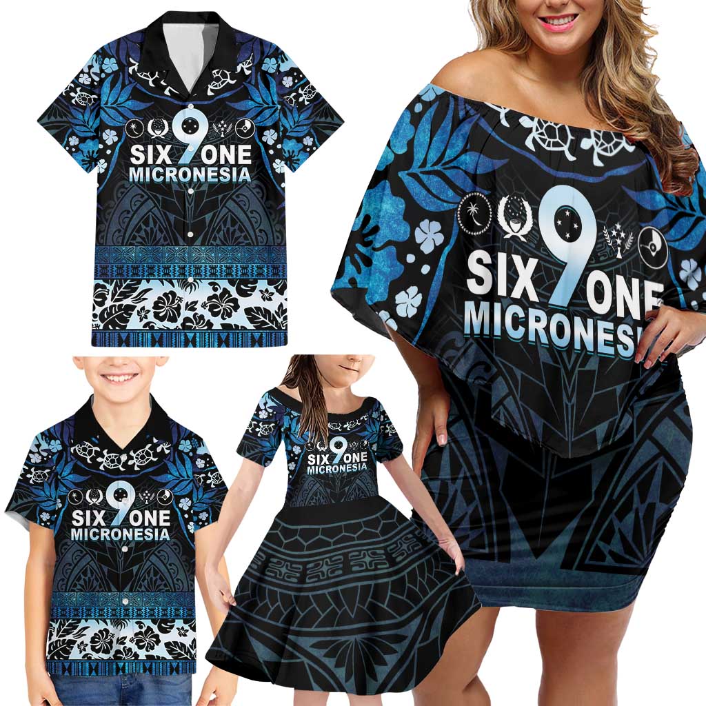 Micronesia FSM 691 Family Matching Off Shoulder Short Dress and Hawaiian Shirt Respect Culture LT05 - Polynesian Pride