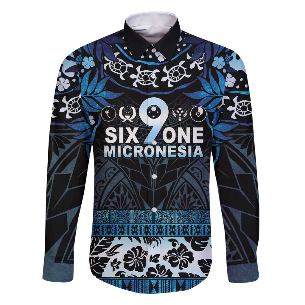 Micronesia FSM 691 Family Matching Short Sleeve Bodycon Dress and Hawaiian Shirt Respect Culture LT05 Dad's Shirt - Long Sleeve Blue - Polynesian Pride