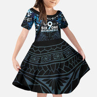 Micronesia FSM 691 Family Matching Tank Maxi Dress and Hawaiian Shirt Respect Culture LT05 Daughter's Dress Blue - Polynesian Pride