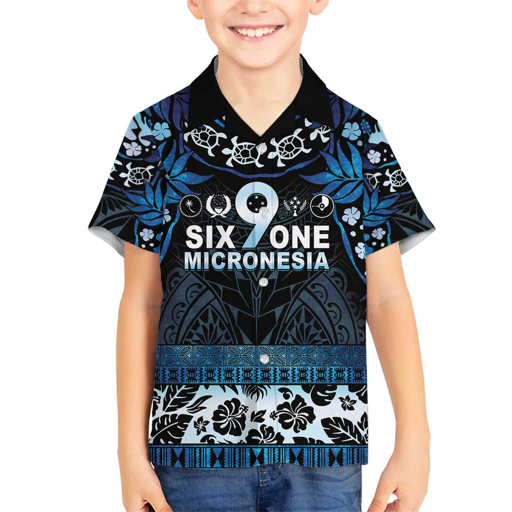 Micronesia FSM 691 Family Matching Tank Maxi Dress and Hawaiian Shirt Respect Culture LT05 Son's Shirt Blue - Polynesian Pride