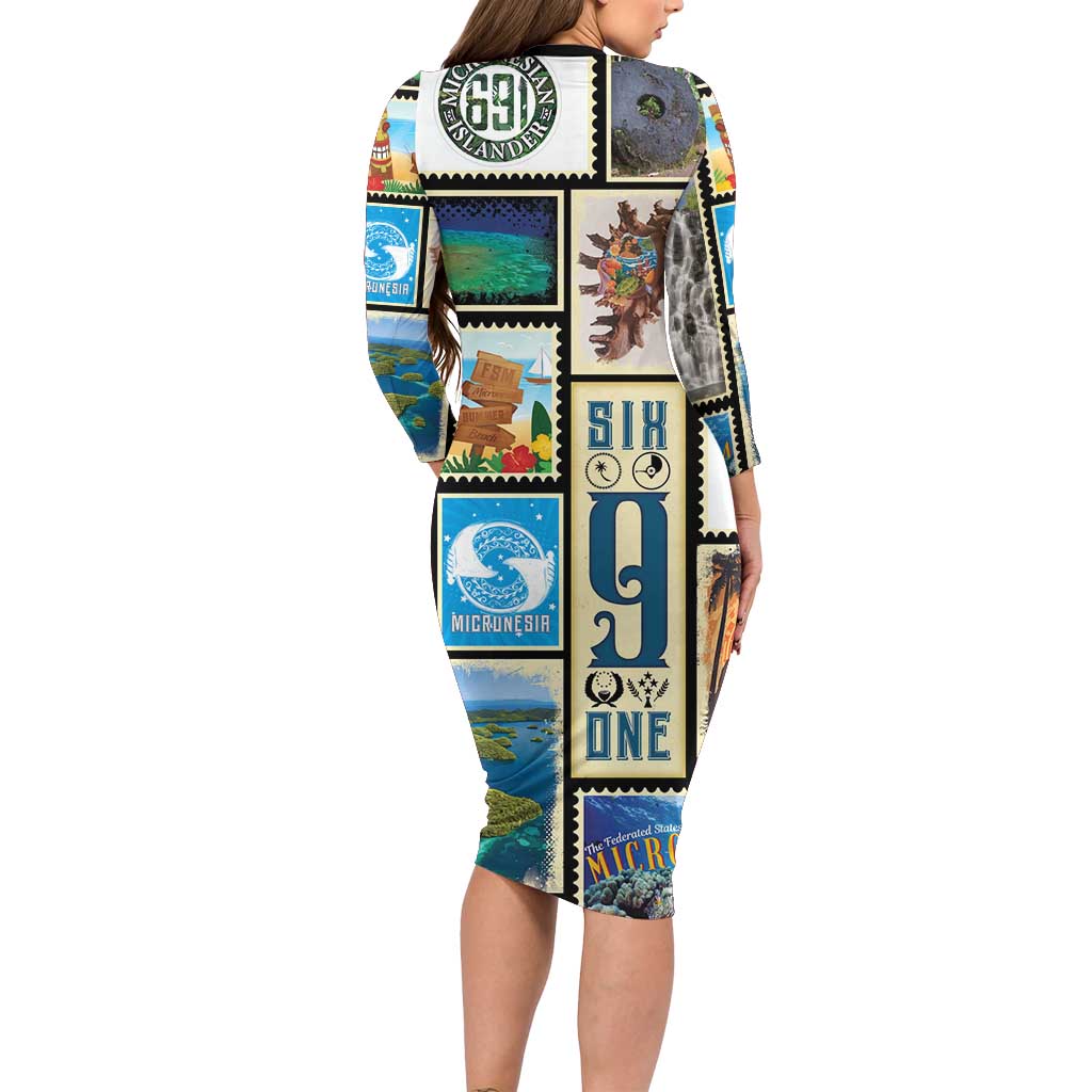 FSM Micronesia Culture Family Matching Long Sleeve Bodycon Dress and Hawaiian Shirt