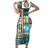 FSM Micronesia Culture Family Matching Short Sleeve Bodycon Dress and Hawaiian Shirt
