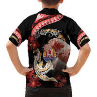 Personalised French Polynesia Victory Day Family Matching Off The Shoulder Long Sleeve Dress and Hawaiian Shirt Polynesian Pattern Plumeria LT05 - Polynesian Pride