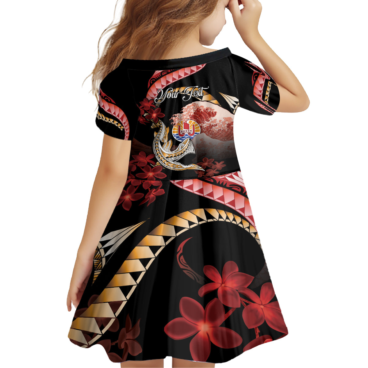 Personalised French Polynesia Victory Day Family Matching Off The Shoulder Long Sleeve Dress and Hawaiian Shirt Polynesian Pattern Plumeria LT05 - Polynesian Pride