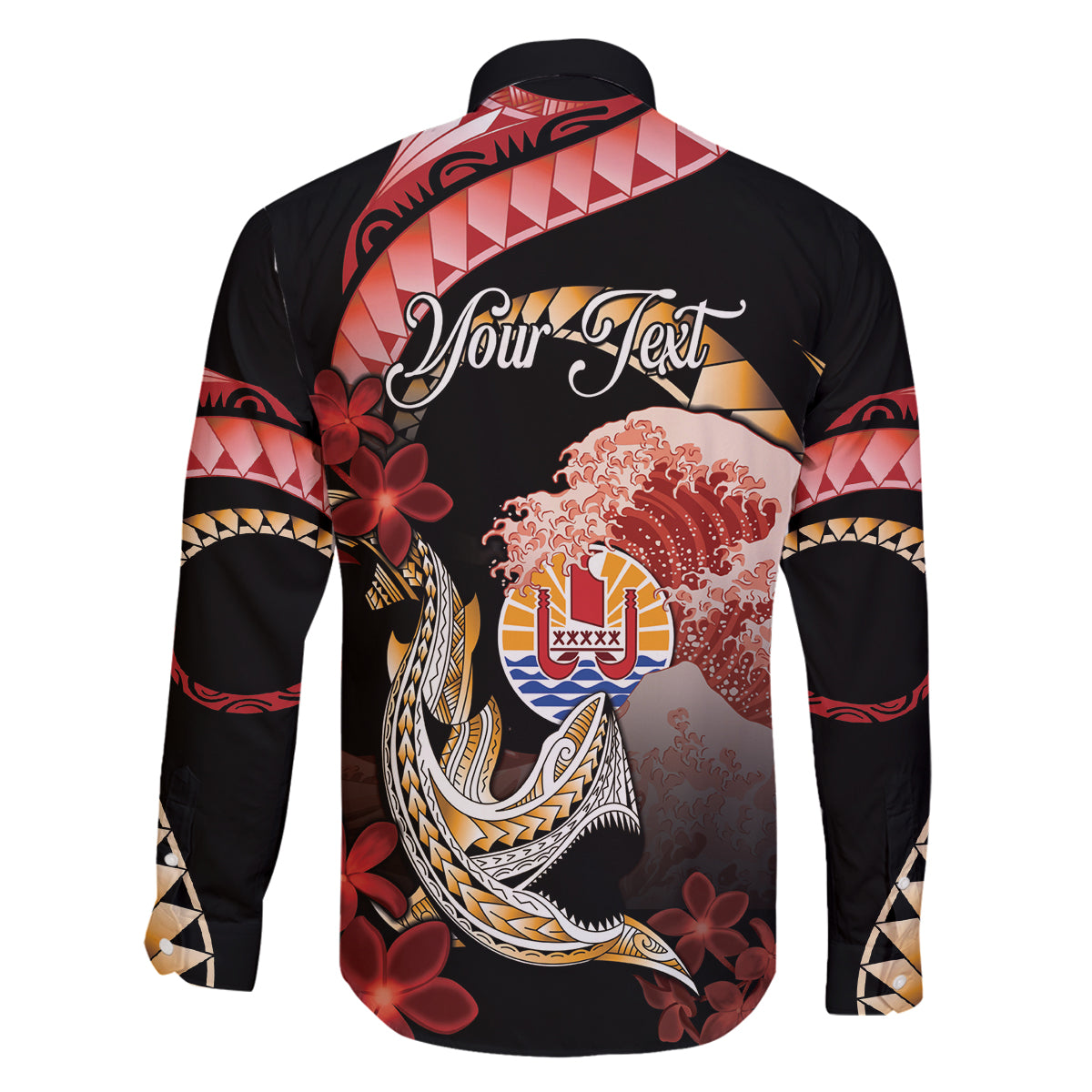 Personalised French Polynesia Victory Day Family Matching Off The Shoulder Long Sleeve Dress and Hawaiian Shirt Polynesian Pattern Plumeria LT05 - Polynesian Pride