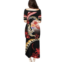 Personalised French Polynesia Victory Day Family Matching Puletasi and Hawaiian Shirt Polynesian Pattern Plumeria