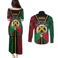 Vanuatu 45th Independence Day Couples Matching Puletasi and Long Sleeve Button Shirt Long God Yumi Stanap Wild Boar LT05