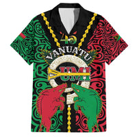 Vanuatu 45th Independence Day Family Matching Off The Shoulder Long Sleeve Dress and Hawaiian Shirt Long God Yumi Stanap Wild Boar LT05 Dad's Shirt - Short Sleeve Black - Polynesian Pride
