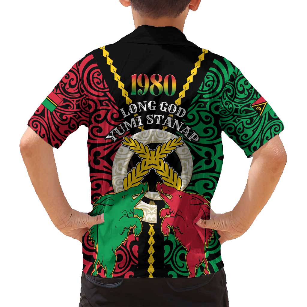 Vanuatu 45th Independence Day Family Matching Tank Maxi Dress and Hawaiian Shirt Long God Yumi Stanap Wild Boar LT05 - Polynesian Pride