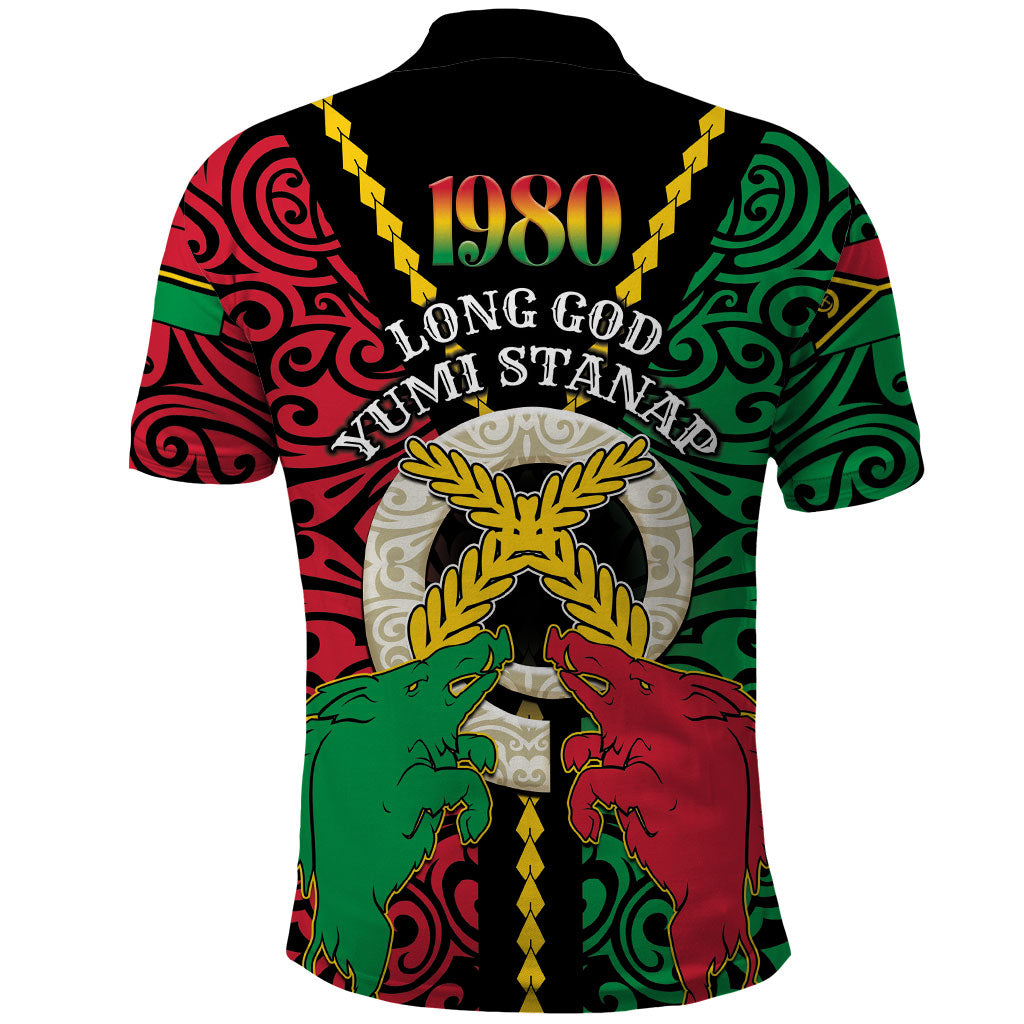 Vanuatu 46th Independence Day Polo Shirt Long God Yumi Stanap Wild Boar LT05 - Polynesian Pride