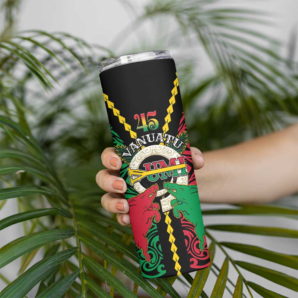 Vanuatu 45th Independence Day Skinny Tumbler Long God Yumi Stanap Wild Boar LT05