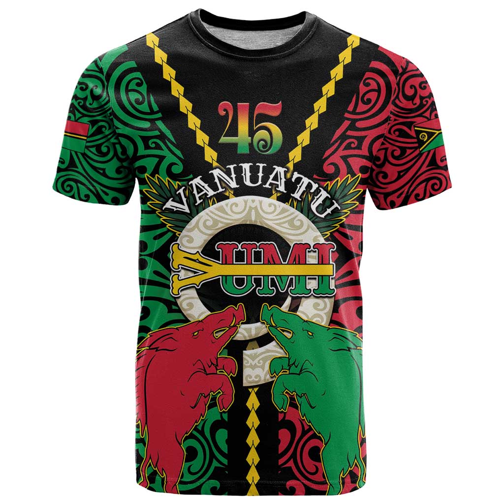 Vanuatu 45th Independence Day T Shirt Long God Yumi Stanap Wild Boar LT05