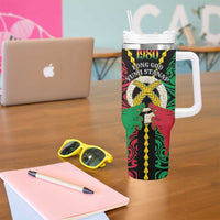 Vanuatu 45th Independence Day Tumbler With Handle Long God Yumi Stanap Wild Boar LT05