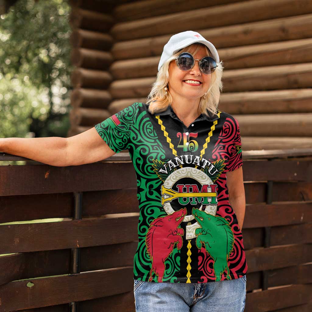 Vanuatu 45th Independence Day Women Polo Shirt Long God Yumi Stanap Wild Boar LT05