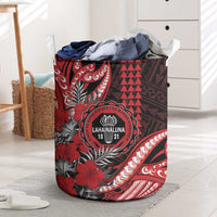 Hawaii Lahainaluna High School Laundry Basket Tribal Tattoo With Hibiscus Flowers