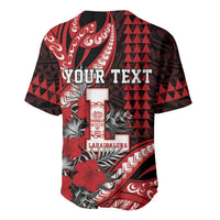 Personalized Hawaii Lahainaluna High School Baseball Jersey Tribal Tattoo With Hibiscus Flowers