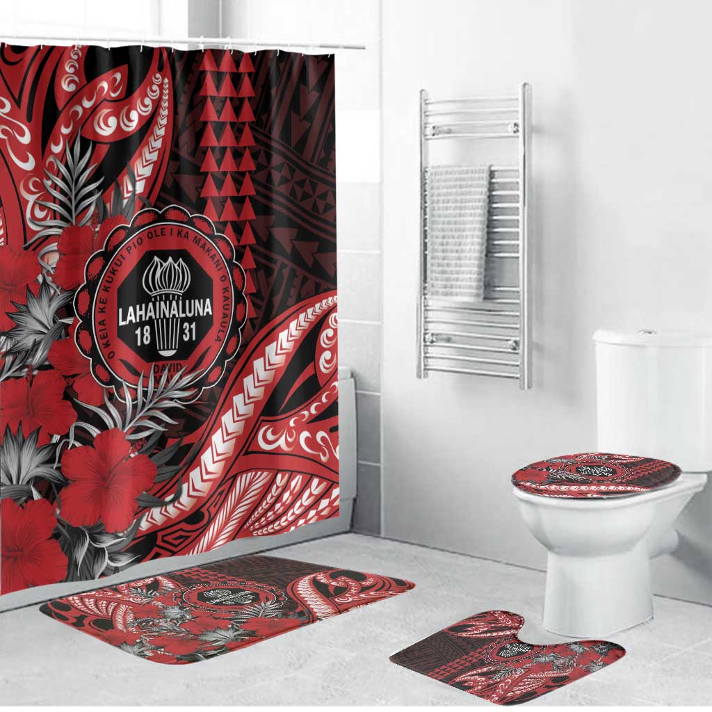 Hawaii Lahainaluna High School Bathroom Set Tribal Tattoo With Hibiscus Flowers