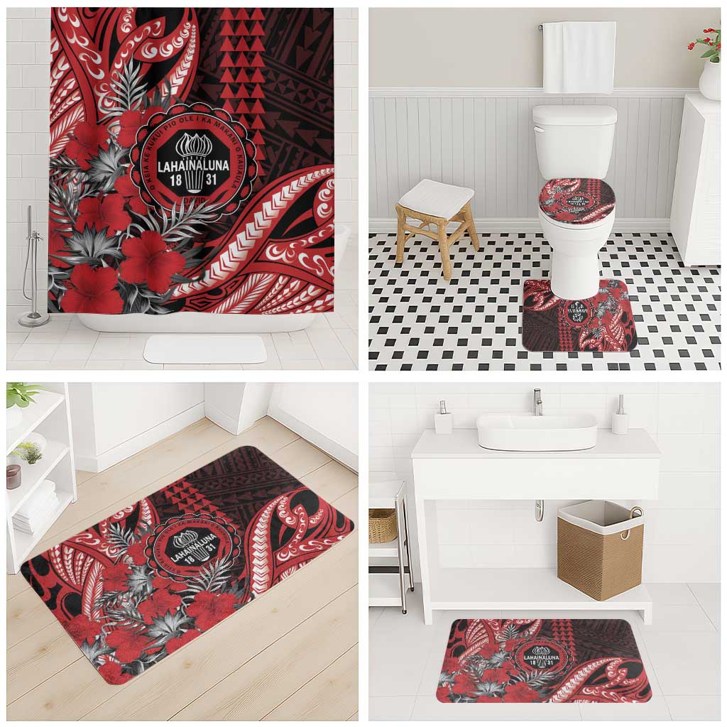 Hawaii Lahainaluna High School Bathroom Set Tribal Tattoo With Hibiscus Flowers