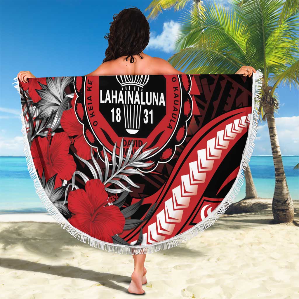 Hawaii Lahainaluna High School Beach Blanket Tribal Tattoo With Hibiscus Flowers