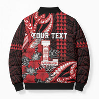 Personalized Hawaii Lahainaluna High School Bomber Puffer Jacket Tribal Tattoo With Hibiscus Flowers