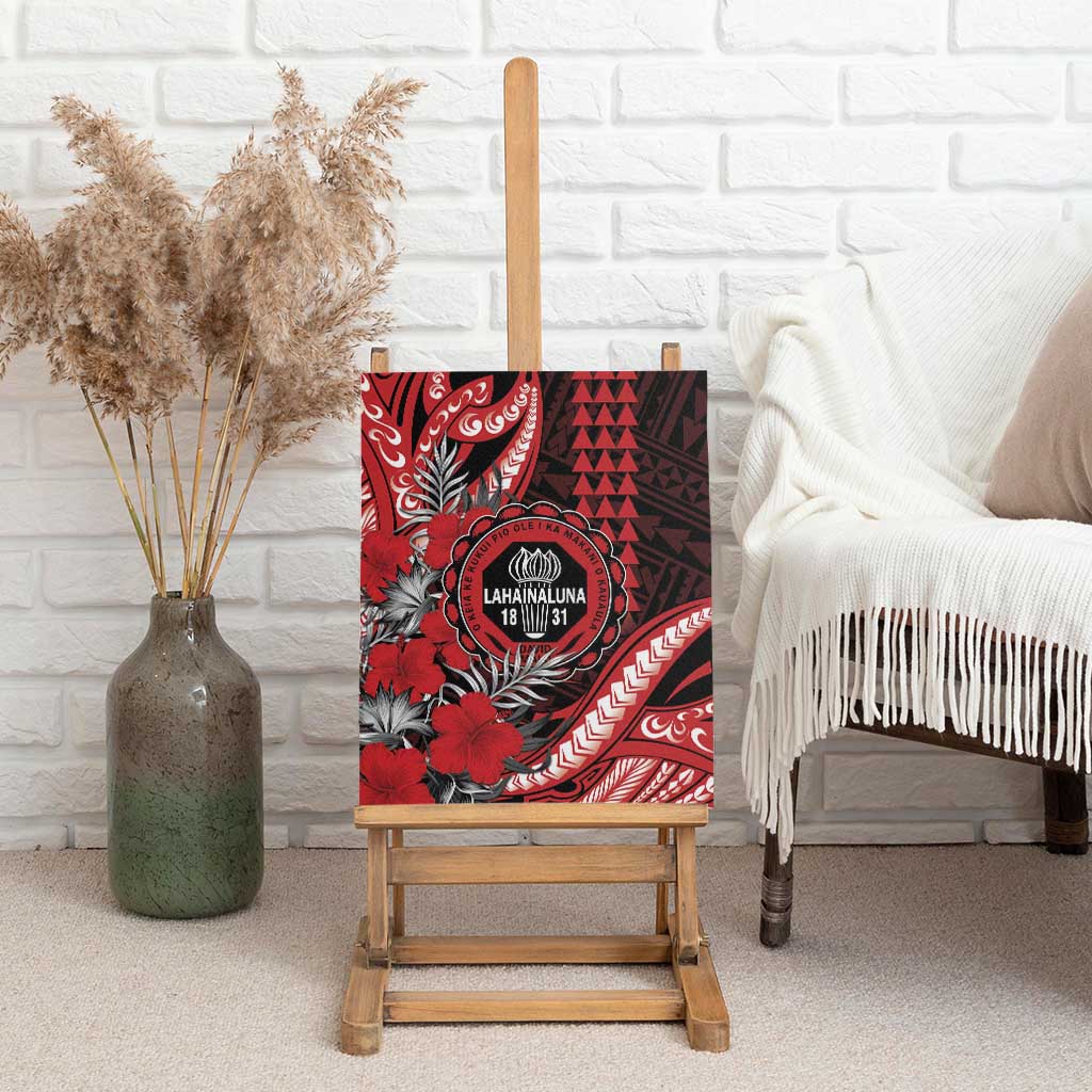 Hawaii Lahainaluna High School Canvas Wall Art Tribal Tattoo With Hibiscus Flowers