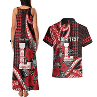 Personalized Hawaii Lahainaluna High School Couples Matching Tank Maxi Dress and Hawaiian Shirt Tribal Tattoo With Hibiscus Flowers LT05 - Polynesian Pride