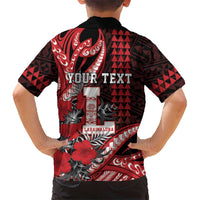 Personalized Hawaii Lahainaluna High School Family Matching Off Shoulder Short Dress and Hawaiian Shirt Tribal Tattoo With Hibiscus Flowers LT05 - Polynesian Pride