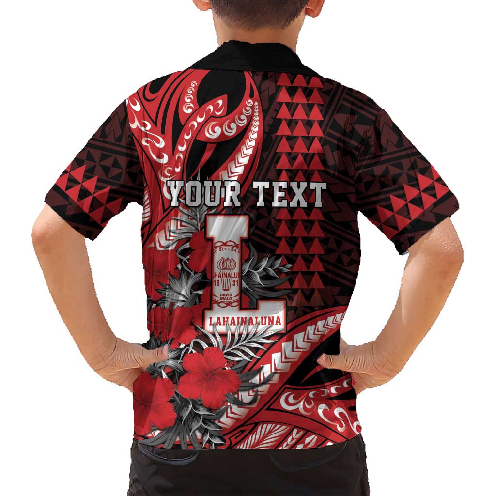 Personalized Hawaii Lahainaluna High School Family Matching Short Sleeve Bodycon Dress and Hawaiian Shirt Tribal Tattoo With Hibiscus Flowers LT05 - Polynesian Pride