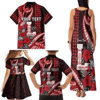 Personalized Hawaii Lahainaluna High School Family Matching Tank Maxi Dress and Hawaiian Shirt Tribal Tattoo With Hibiscus Flowers LT05 - Polynesian Pride