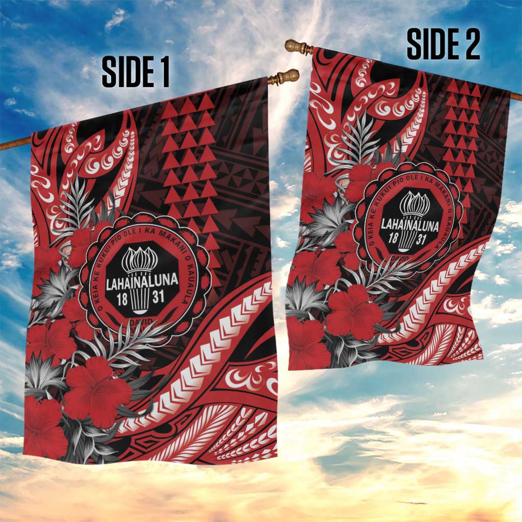 Hawaii Lahainaluna High School Garden Flag Tribal Tattoo With Hibiscus Flowers