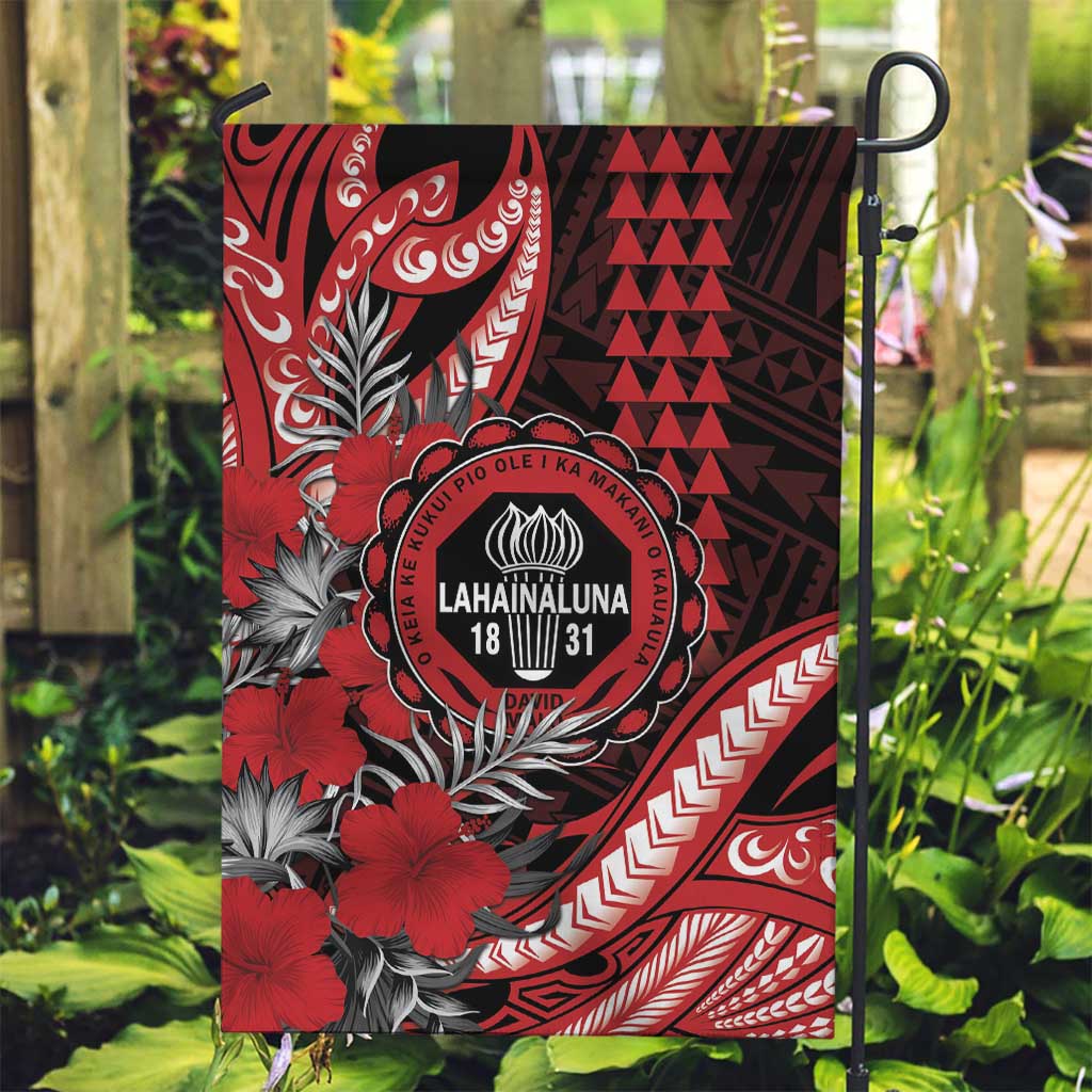 Hawaii Lahainaluna High School Garden Flag Tribal Tattoo With Hibiscus Flowers