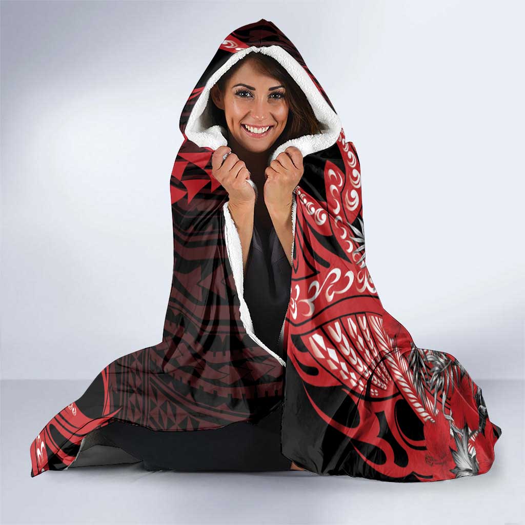 Hawaii Lahainaluna High School Hooded Blanket Tribal Tattoo With Hibiscus Flowers