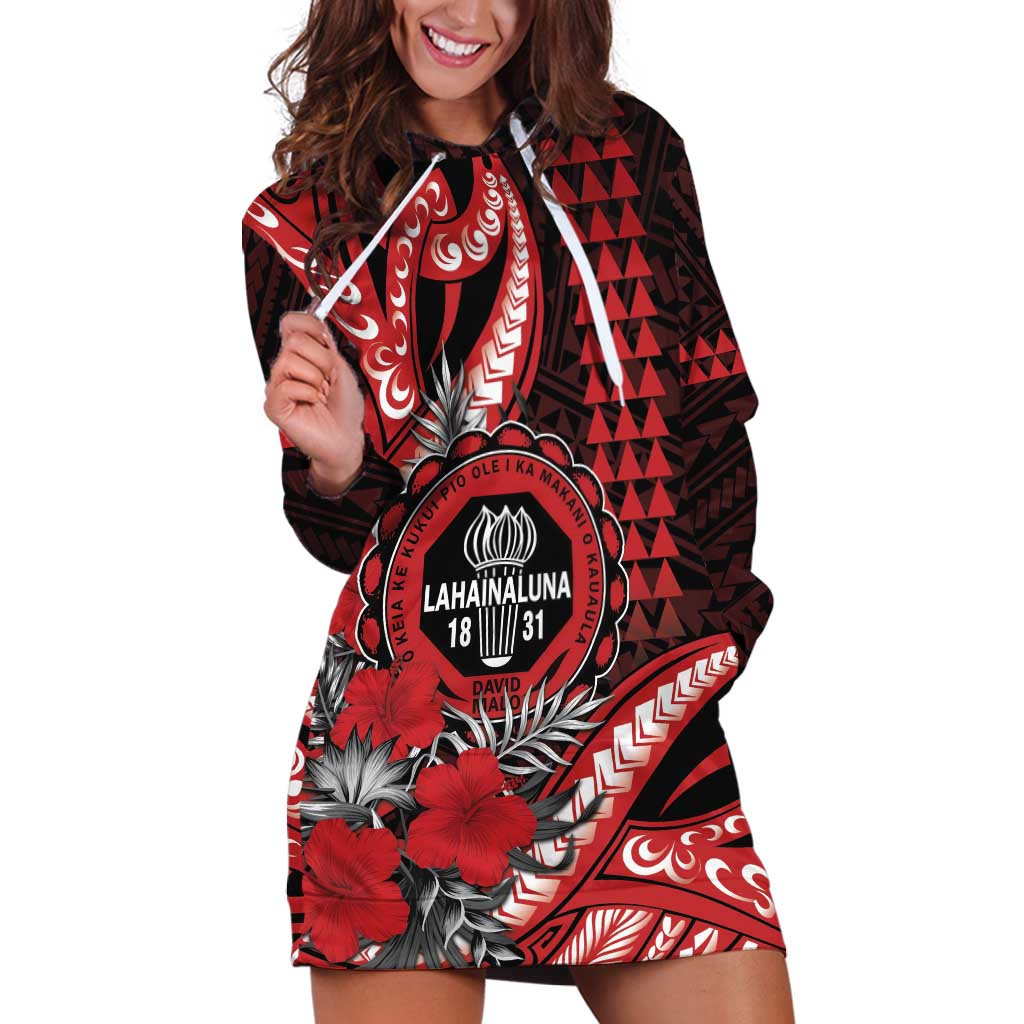 Personalized Hawaii Lahainaluna High School Hoodie Dress Tribal Tattoo With Hibiscus Flowers