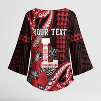 Personalized Hawaii Lahainaluna High School Kimono Sleeve Blouse Tribal Tattoo With Hibiscus Flowers