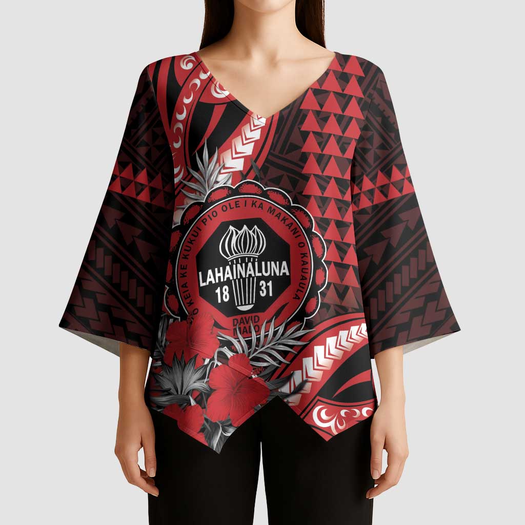 Personalized Hawaii Lahainaluna High School Kimono Sleeve Blouse Tribal Tattoo With Hibiscus Flowers