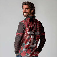 Personalized Hawaii Lahainaluna High School Long Sleeve Polo Shirt Tribal Tattoo With Hibiscus Flowers