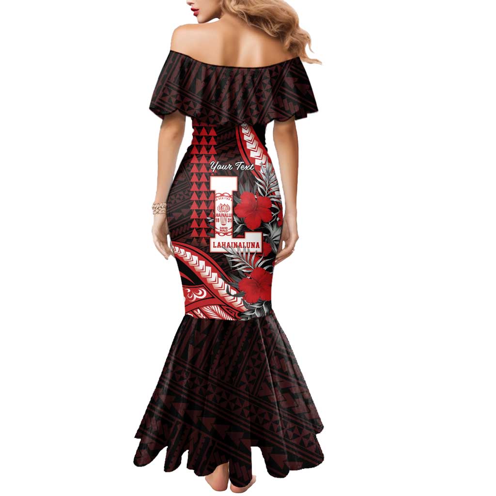Personalized Hawaii Lahainaluna High School Mermaid Dress Tribal Tattoo With Hibiscus Flowers