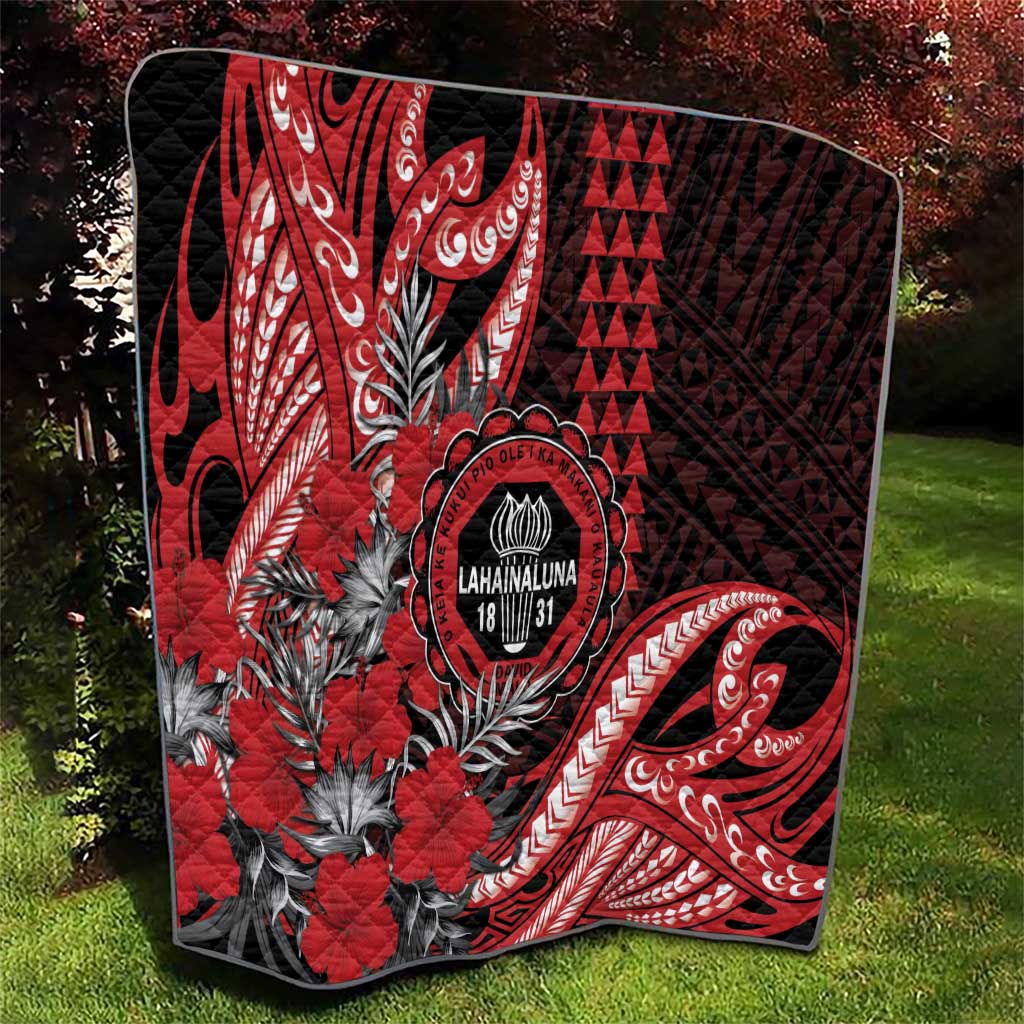 Hawaii Lahainaluna High School Quilt Tribal Tattoo With Hibiscus Flowers
