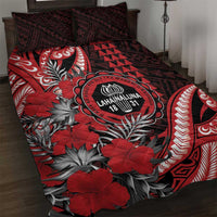 Hawaii Lahainaluna High School Quilt Bed Set Tribal Tattoo With Hibiscus Flowers