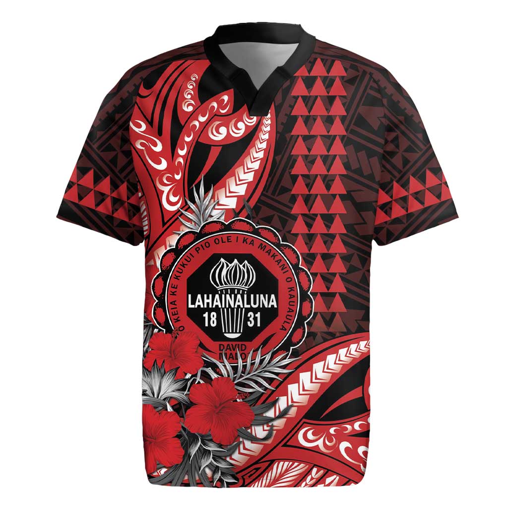 Personalized Hawaii Lahainaluna High School Rugby Jersey Tribal Tattoo With Hibiscus Flowers