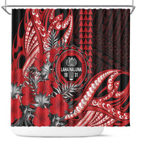 Hawaii Lahainaluna High School Shower Curtain Tribal Tattoo With Hibiscus Flowers