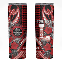 Personalized Hawaii Lahainaluna High School Skinny Tumbler Tribal Tattoo With Hibiscus Flowers LT05 Red - Polynesian Pride