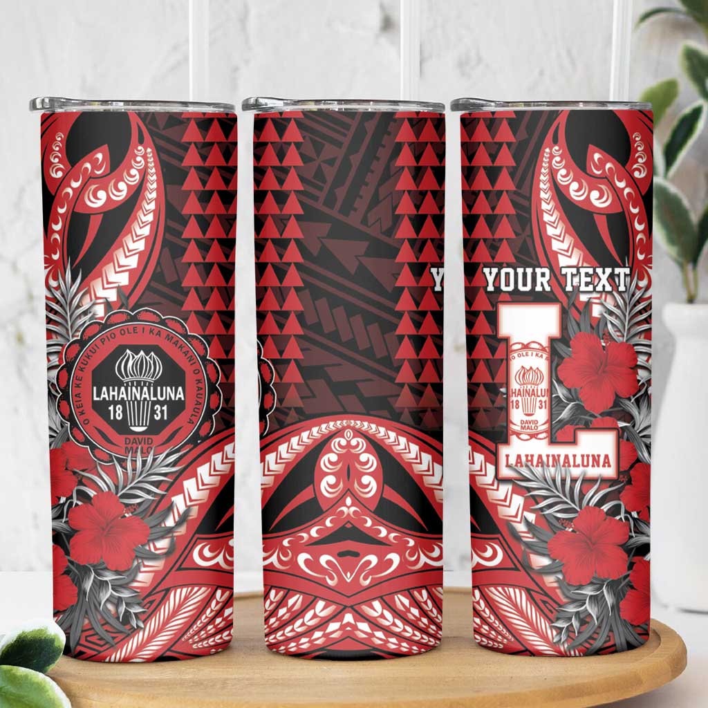 Personalized Hawaii Lahainaluna High School Skinny Tumbler Tribal Tattoo With Hibiscus Flowers LT05 - Polynesian Pride