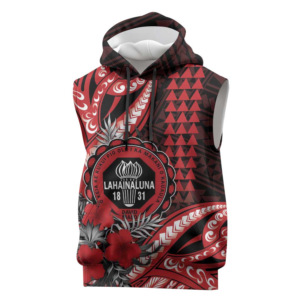 Personalized Hawaii Lahainaluna High School Sleeveless Hoodie Tribal Tattoo With Hibiscus Flowers